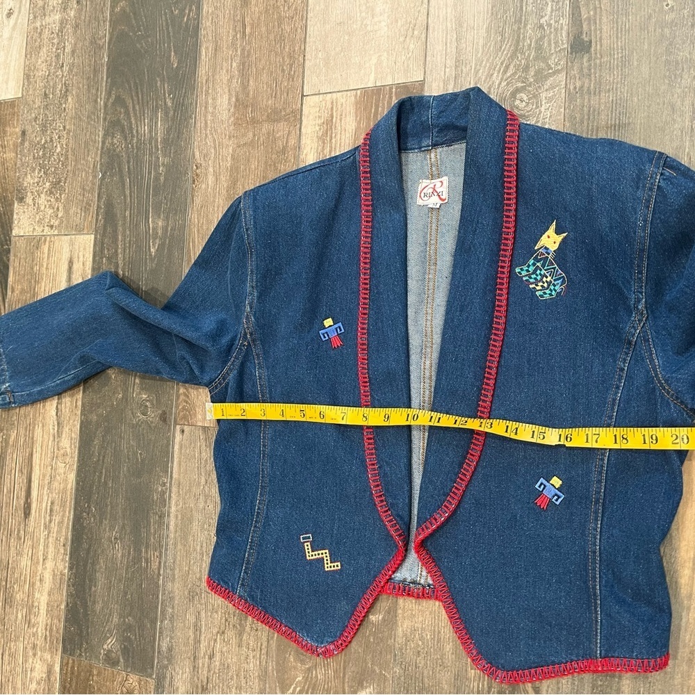 VTG Western Rodeo Boho Rinzi International aztec embroidered denim jacket Size M - Picture 8 of 10